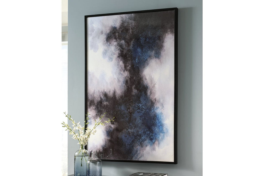 Bellecott Black/White/Blue Wall Art - A8000317 - Gate Furniture