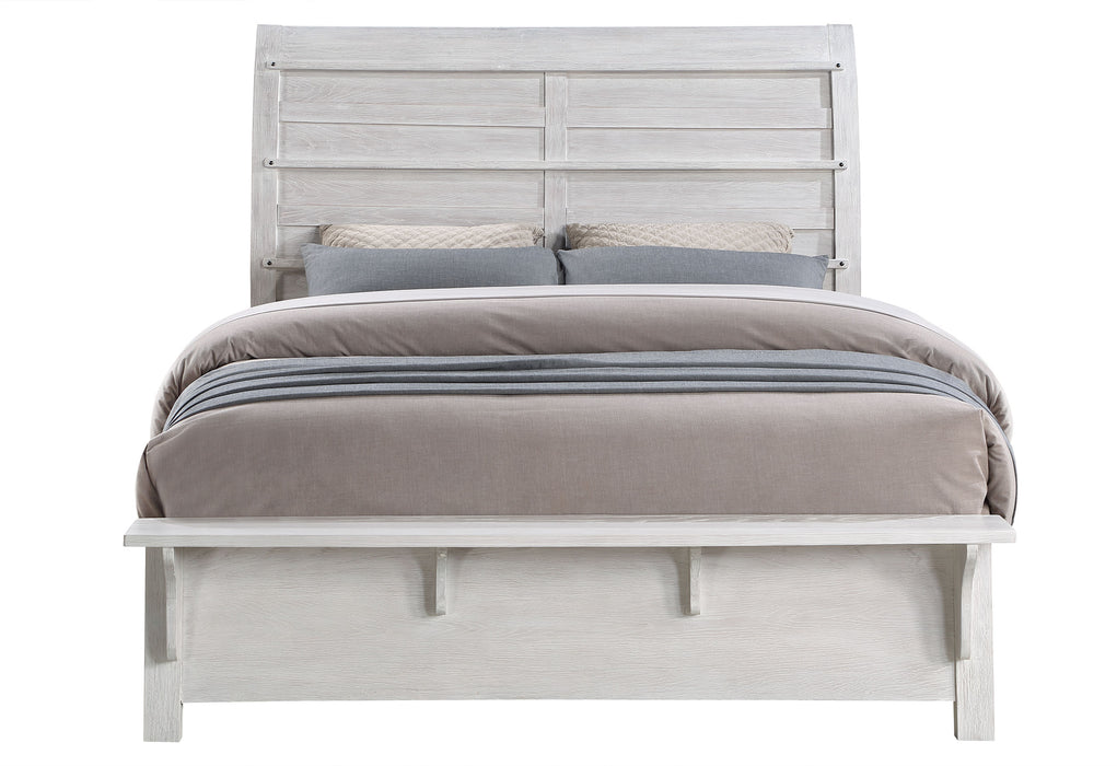 Levi White Oak Queen Bed Footboard With Bench - LEVI-WHITE OAK-QB-FB W/ BENCH - Gate Furniture