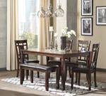 Bennox Brown Dining Table and Chairs with Bench (Set of 6) - Gate FurnitureDining Room Set