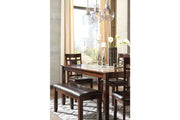 Bennox Brown Dining Table and Chairs with Bench (Set of 6) - Gate FurnitureDining Room Set