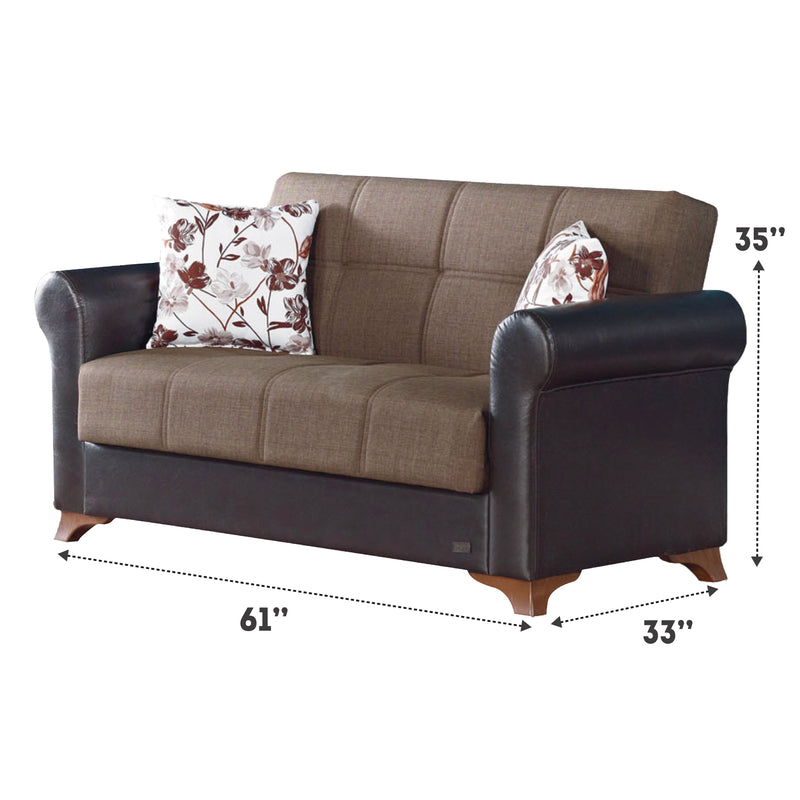 Bergen 61 in. Convertible Sleeper Loveseat in Light Brown with Storage - Gate FurnitureLoveseat