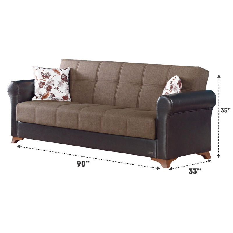Bergen 90 in. Convertible Sleeper Sofa in Light Brown with Storage - Gate FurnitureSleeper Sofa