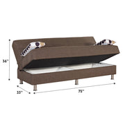 Berlin 75 in. Convertible Sleeper Sofa in Brown with Storage - Gate FurnitureSleeper Sofa