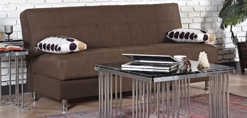 Berlin 75 in. Convertible Sleeper Sofa in Brown with Storage - Gate FurnitureSleeper Sofa