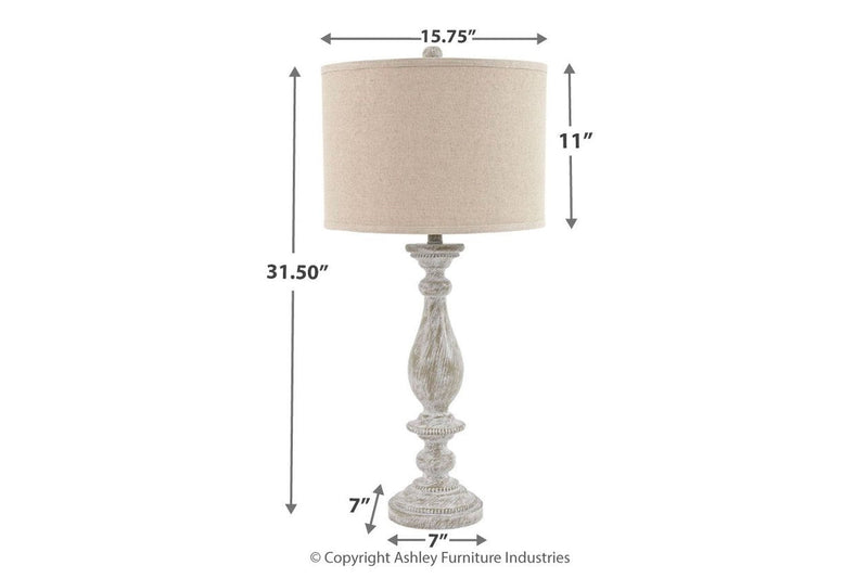 Bernadate Whitewash Table Lamp (Set of 2) - Gate FurnitureTable Lamp Pair