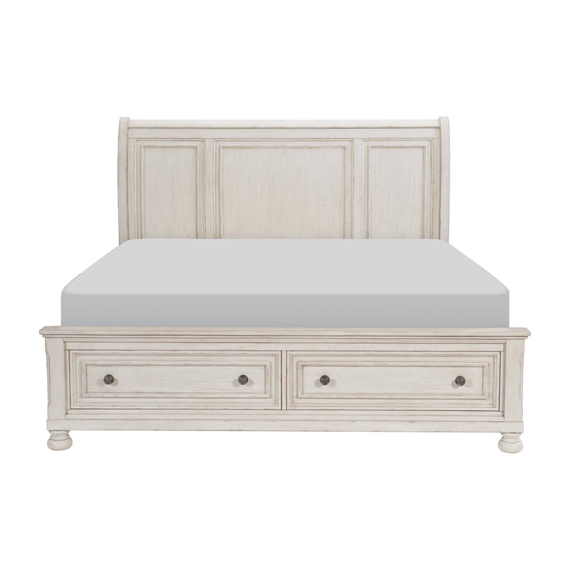 Bethel Wire Brushed White Sleigh Storage Platform Bedroom Set - Gate FurnitureBedroom Set