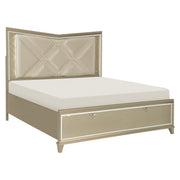 Bijou Champagne LED Upholstered Storage Platform Bedroom Set - Gate FurnitureBedroom Set