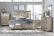 Bijou Champagne LED Upholstered Storage Platform Bedroom Set - Gate FurnitureBedroom Set