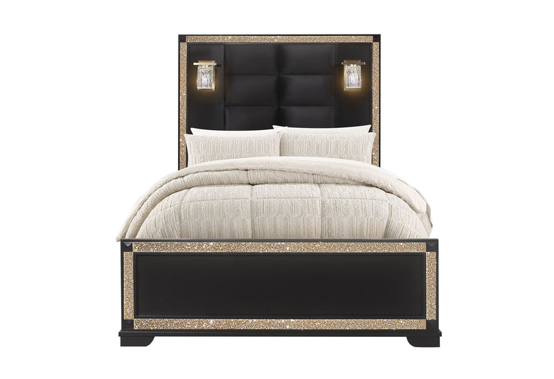 Blake Black Full Bed With Lamps - Gate FurnitureFull Bed
