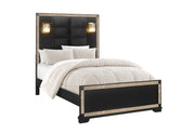 Blake Black Full Bed With Lamps - Gate FurnitureFull Bed