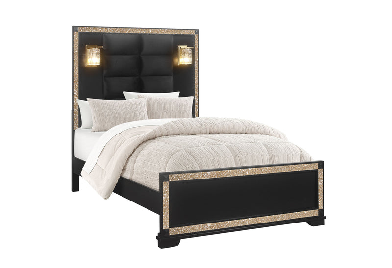 Blake Black Full Bed With Lamps - Gate FurnitureFull Bed