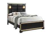 Blake Black Queen Bed With Lamps - Gate FurnitureQueen Bed