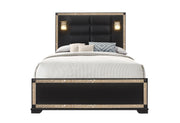 Blake Black Queen Bed With Lamps - Gate FurnitureQueen Bed