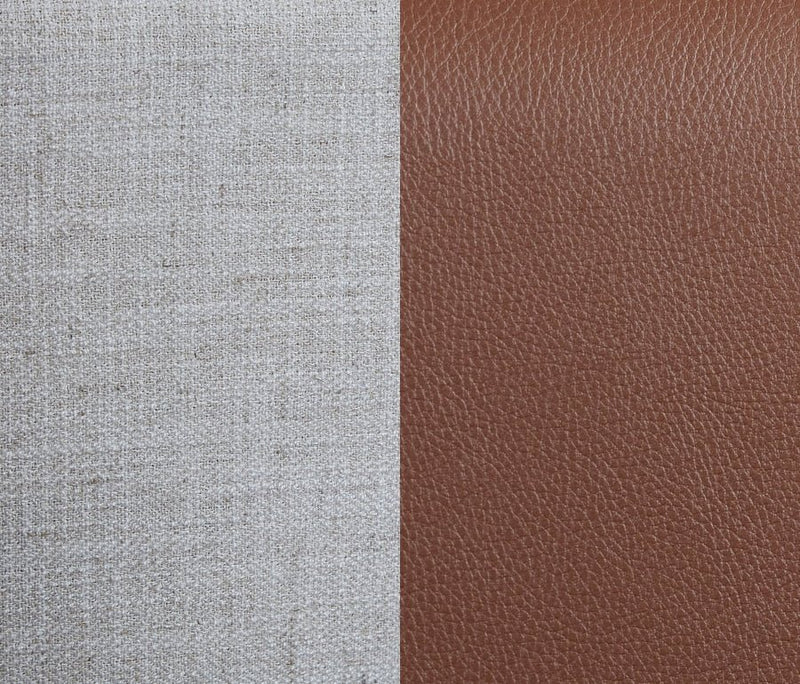 Blake Two Tone Vegan Leather and Linen Textured Fabric Full Bed Brown - Blake-F