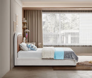 Blake Two Tone Vegan Leather and Linen Textured Fabric Twin Bed Brown - Gate FurnitureTwin Bed