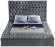 Bliss Velvet Full Bed (3 Boxes) Grey - BlissGrey-F