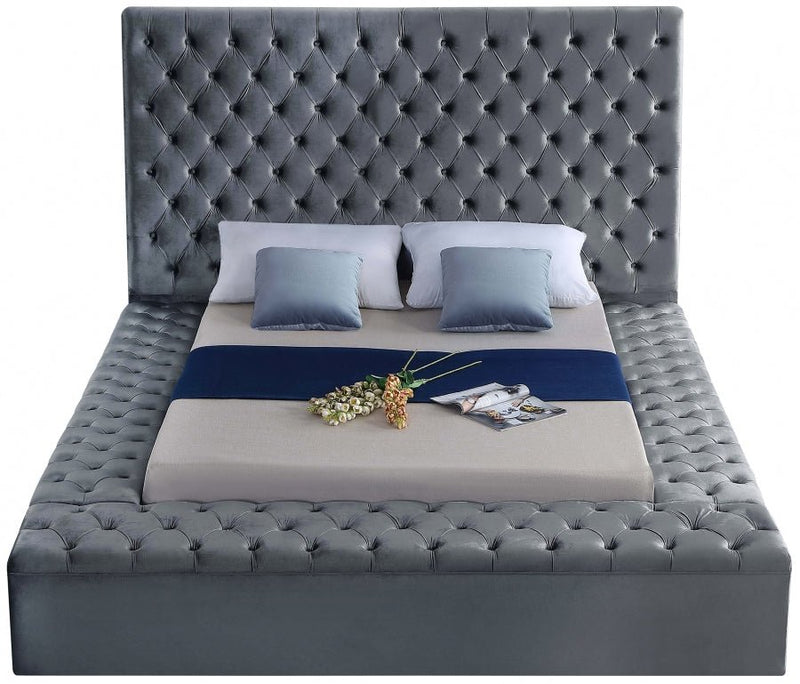Bliss Velvet Full Bed (3 Boxes) Grey - BlissGrey-F