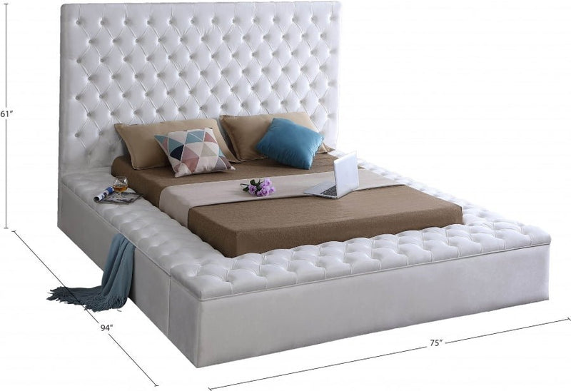 Bliss Velvet Full Bed (3 Boxes) White - BlissWhite-F