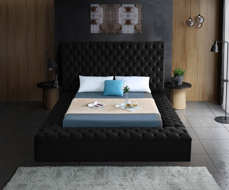 Bliss Velvet King Bed (3 Boxes) Black - BlissBlack-K