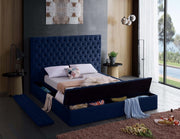 Bliss Velvet King Bed (3 Boxes) Blue - Gate FurnitureKing Bed
