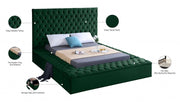 Bliss Velvet King Bed (3 Boxes) Green - Gate FurnitureKing Bed