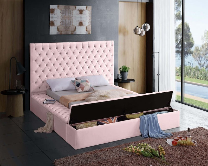 Bliss Velvet King Bed (3 Boxes) Pink - Gate FurnitureKing Bed