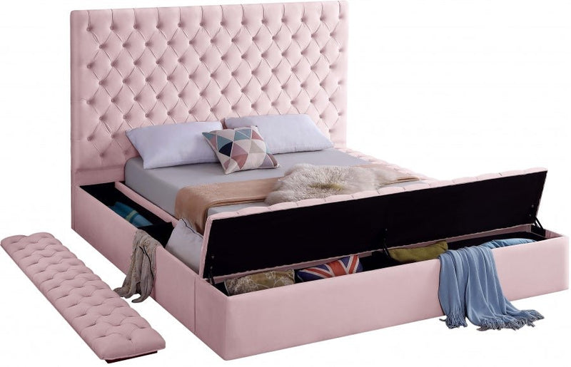Bliss Velvet King Bed (3 Boxes) Pink - Gate FurnitureKing Bed
