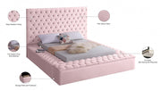Bliss Velvet King Bed (3 Boxes) Pink - Gate FurnitureKing Bed