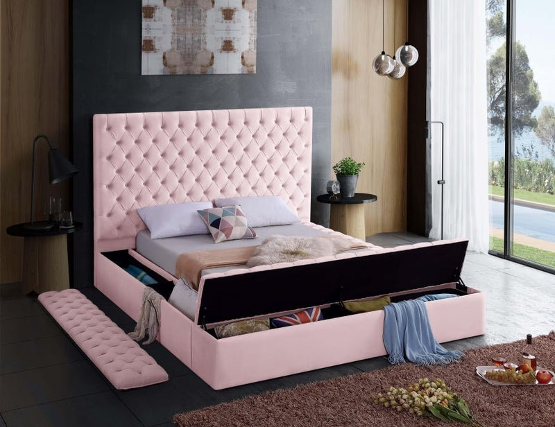 Bliss Velvet King Bed (3 Boxes) Pink - Gate FurnitureKing Bed