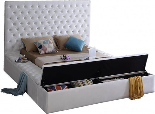 Bliss Velvet King Bed (3 Boxes) White - Gate FurnitureKing Bed