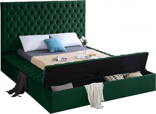 Bliss Velvet Queen Bed (3 Boxes) Green - Gate FurnitureQueen Bed