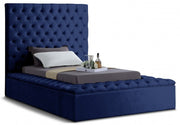 Bliss Velvet Twin Bed (3 Boxes) Blue - Gate FurnitureTwin Bed