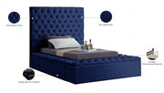 Bliss Velvet Twin Bed (3 Boxes) Blue - Gate FurnitureTwin Bed
