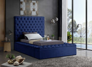 Bliss Velvet Twin Bed (3 Boxes) Blue - Gate FurnitureTwin Bed