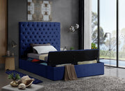 Bliss Velvet Twin Bed (3 Boxes) Blue - Gate FurnitureTwin Bed