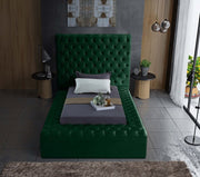 Bliss Velvet Twin Bed (3 Boxes) Green - Gate FurnitureTwin Bed