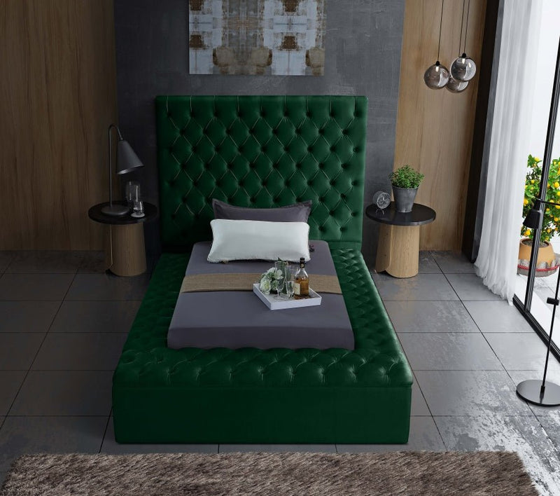 Bliss Velvet Twin Bed (3 Boxes) Green - Gate FurnitureTwin Bed