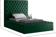 Bliss Velvet Twin Bed (3 Boxes) Green - Gate FurnitureTwin Bed