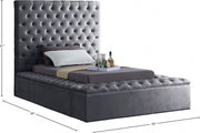 Bliss Velvet Twin Bed (3 Boxes) Grey - Gate FurnitureTwin Bed