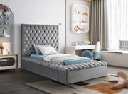Bliss Velvet Twin Bed (3 Boxes) Grey - Gate FurnitureTwin Bed