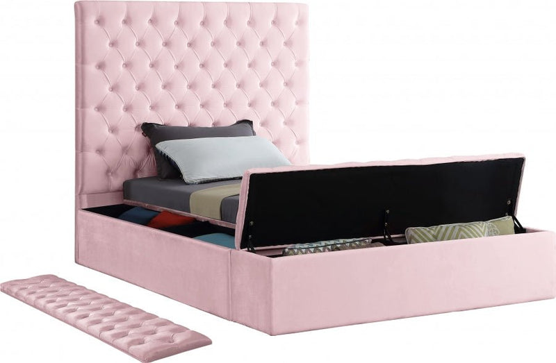 Bliss Velvet Twin Bed (3 Boxes) Pink - Gate FurnitureTwin Bed