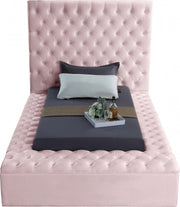 Bliss Velvet Twin Bed (3 Boxes) Pink - Gate FurnitureTwin Bed