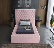 Bliss Velvet Twin Bed (3 Boxes) Pink - Gate FurnitureTwin Bed