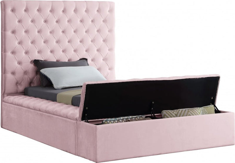 Bliss Velvet Twin Bed (3 Boxes) Pink - Gate FurnitureTwin Bed