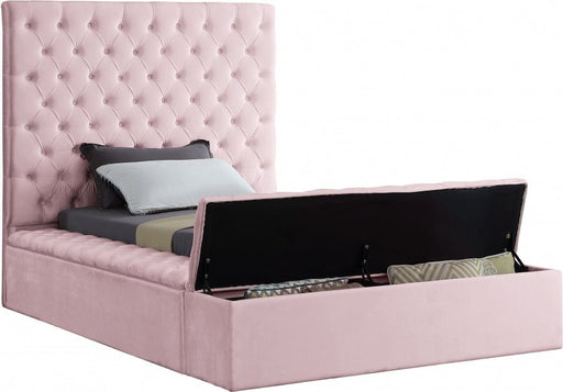 Bliss Velvet Twin Bed (3 Boxes) Pink - Gate FurnitureTwin Bed