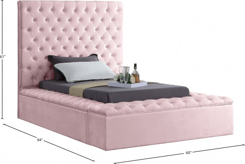 Bliss Velvet Twin Bed (3 Boxes) Pink - Gate FurnitureTwin Bed