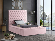 Bliss Velvet Twin Bed (3 Boxes) Pink - Gate FurnitureTwin Bed