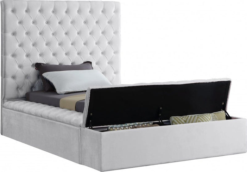 Bliss Velvet Twin Bed (3 Boxes) White - Gate FurnitureTwin Bed