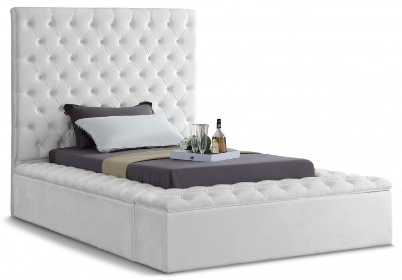 Bliss Velvet Twin Bed (3 Boxes) White - Gate FurnitureTwin Bed