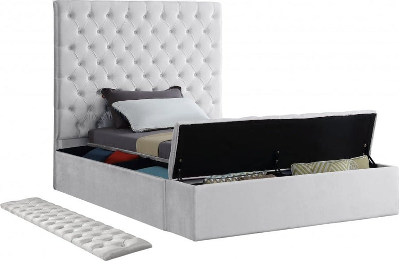 Bliss Velvet Twin Bed (3 Boxes) White - Gate FurnitureTwin Bed